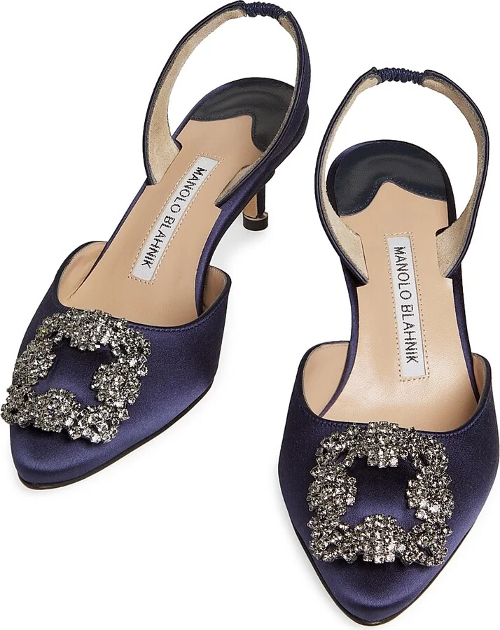 Women's Hangisli 50MM Satin Jewel Buckle Pumps - Navy - Size 5 - Image 4