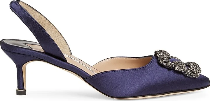 Women's Hangisli 50MM Satin Jewel Buckle Pumps - Navy - Size 5