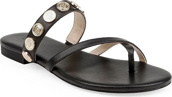 Women's Hanna Leather Slip-On Sandals - Black Leather - Size 6 - Image 2