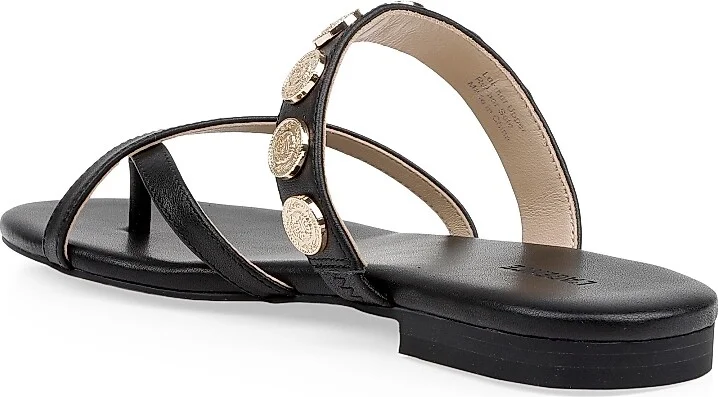 Women's Hanna Leather Slip-On Sandals - Black Leather - Size 6 - Image 3