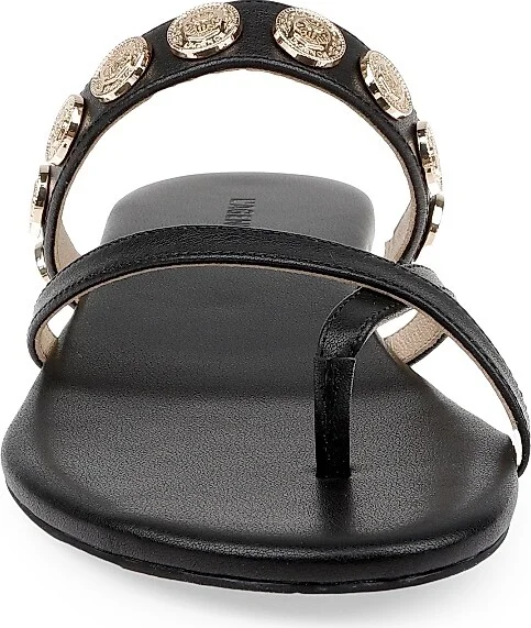Women's Hanna Leather Slip-On Sandals - Black Leather - Size 6 - Image 4