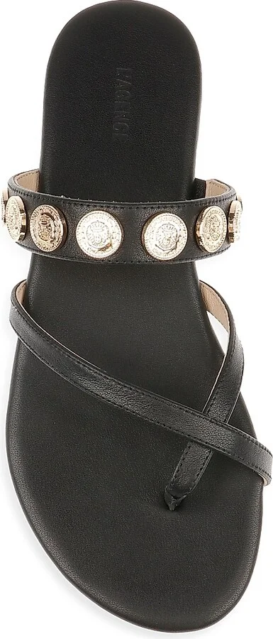 Women's Hanna Leather Slip-On Sandals - Black Leather - Size 6 - Image 5