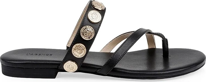 Women's Hanna Leather Slip-On Sandals - Black Leather - Size 6