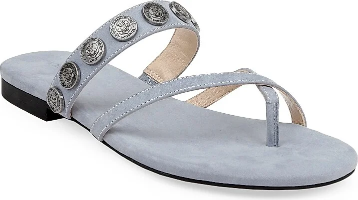 Women's Hanna Leather Slip-On Sandals - Rainblue - Size 6 - Image 2