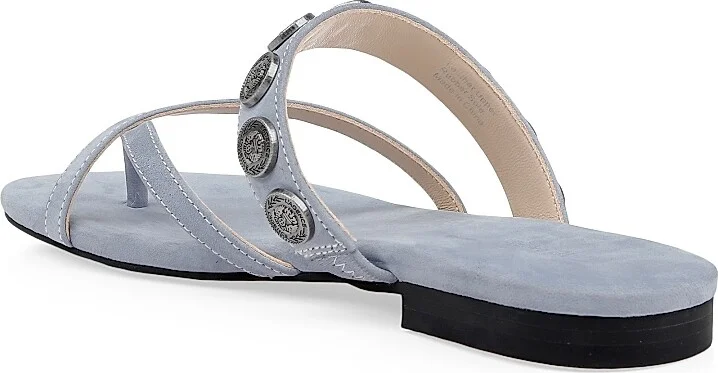 Women's Hanna Leather Slip-On Sandals - Rainblue - Size 6 - Image 3