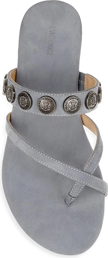 Women's Hanna Leather Slip-On Sandals - Rainblue - Size 6 - Image 4