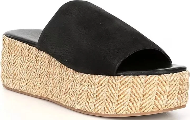 Women's Harbor Raffia Flatform In Black