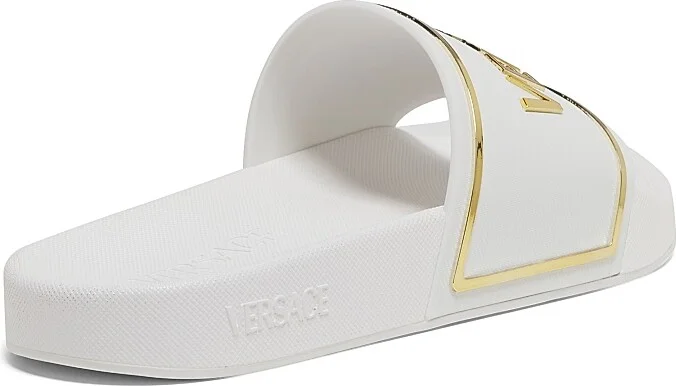 Women's Hardware Logo Slides - Black Versace Gold - Size 5 Sandals - Image 8