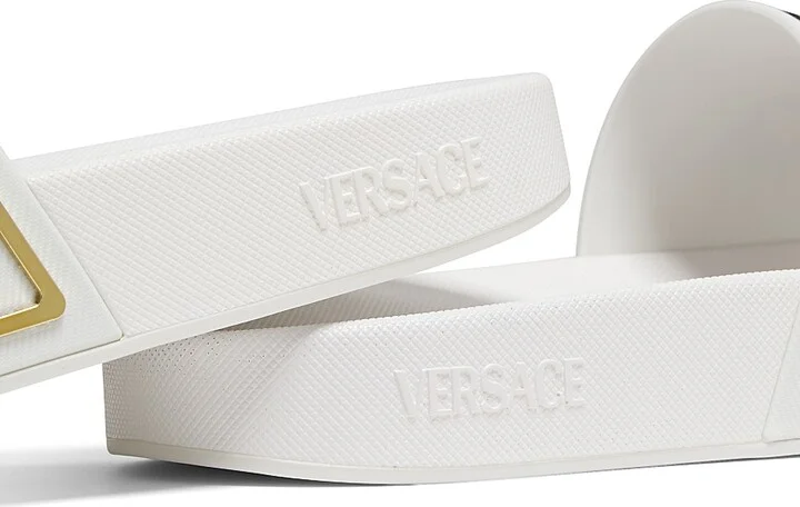 Women's Hardware Logo Slides - Black Versace Gold - Size 5 Sandals - Image 10