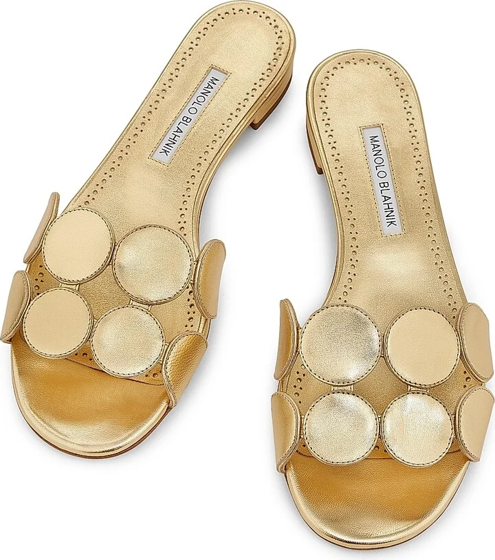 Women's Haribal Nappa Leather Flats - Gold - Size 5 - Image 4