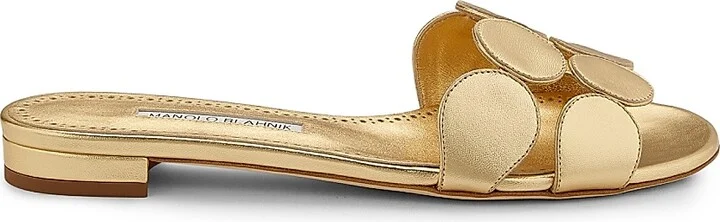 Women's Haribal Nappa Leather Flats - Gold - Size 5