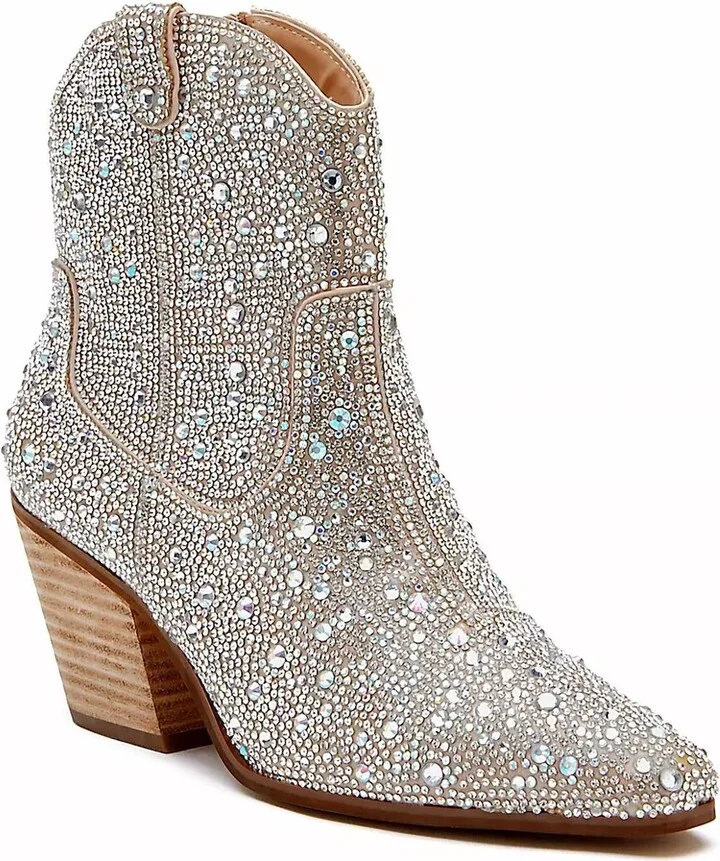 Women's Harlow Rhinestone Ankle Boot In Clear
