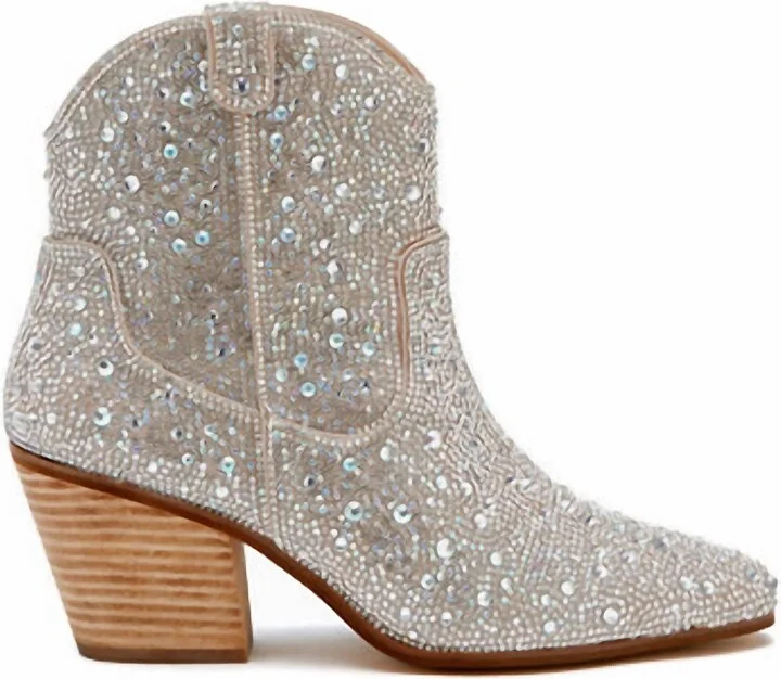 Women's Harlow Rhinestone Bootie In Clear Rhinestone