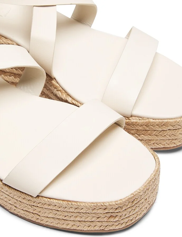 Women's Harper Leather & Raffia Sandals - Pearl - Size 6 - Image 2