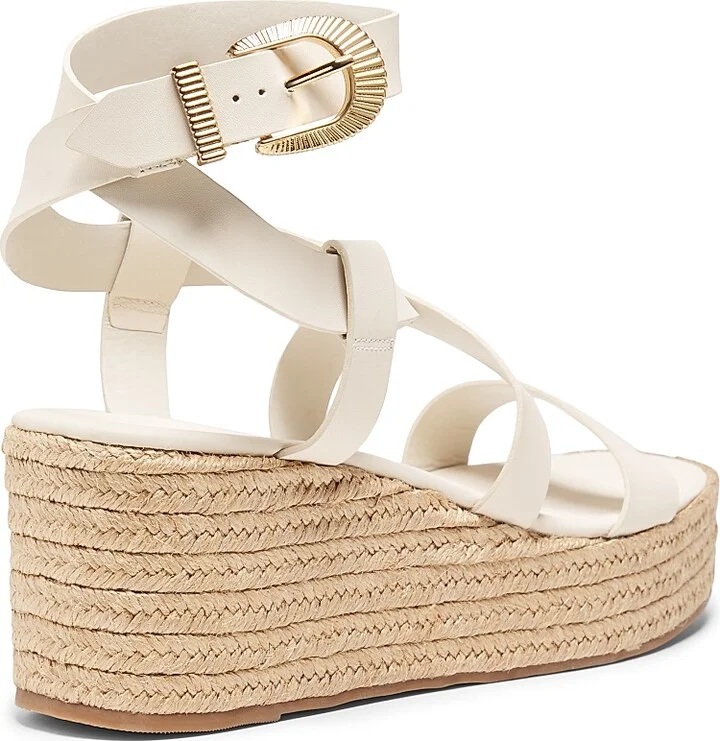 Women's Harper Leather & Raffia Sandals - Pearl - Size 6 - Image 3