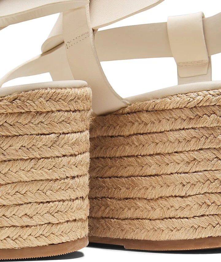 Women's Harper Leather & Raffia Sandals - Pearl - Size 6 - Image 6