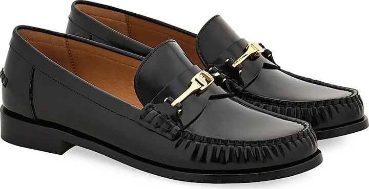Women's Harry Logo Leather Bit Loafers - Nero Biscotto - Size 5 - Image 2