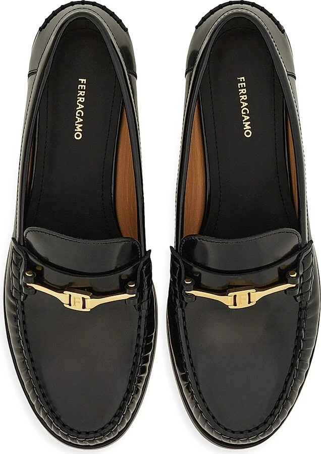 Women's Harry Logo Leather Bit Loafers - Nero Biscotto - Size 5 - Image 3