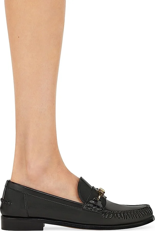 Women's Harry Logo Leather Bit Loafers - Nero Biscotto - Size 5 - Image 6