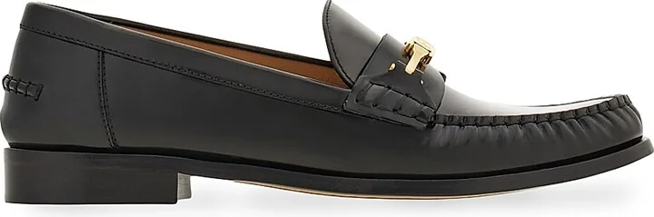 Women's Harry Logo Leather Bit Loafers - Nero Biscotto - Size 5