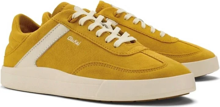 Women's Haupu Leather Sneakers In Mustard/off White