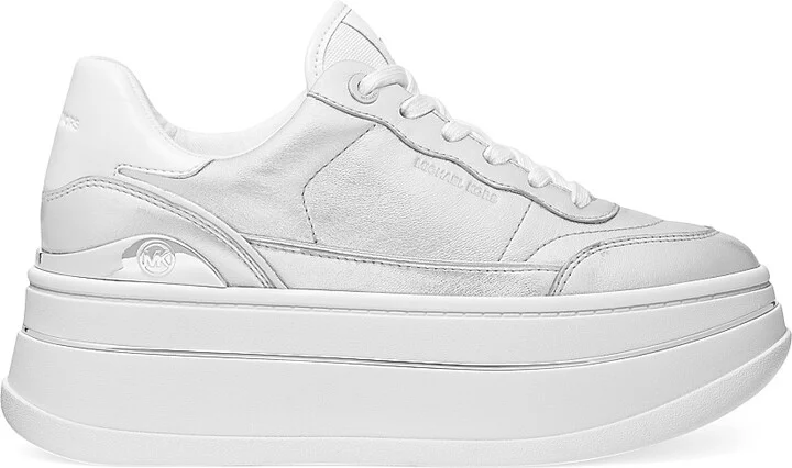 Women's Hayes Leather Platform Sneakers - Silver - Size 6