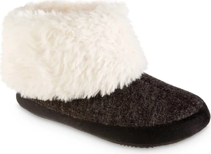 Women's Heather Knit Marisol Boot Eco Comfort Slipper In Black