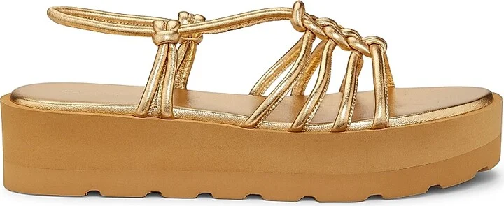Women's Hebe Metallic Leather Platform Sandals - Mekong - Size 6.5