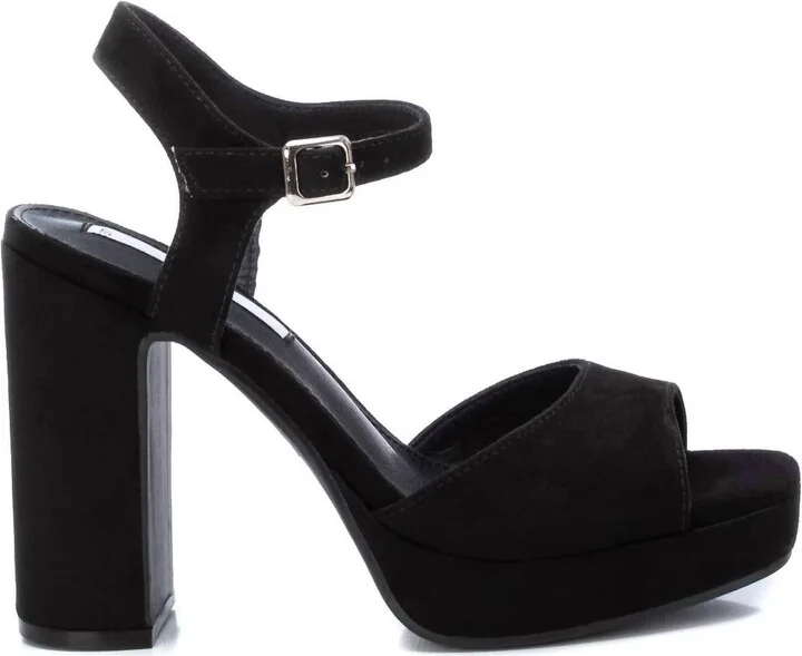 Women's Heel Suede Sandals In Black