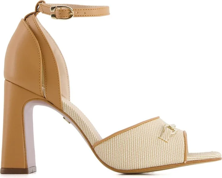 Women's Heeled Ankle Strap Sandals In Beige