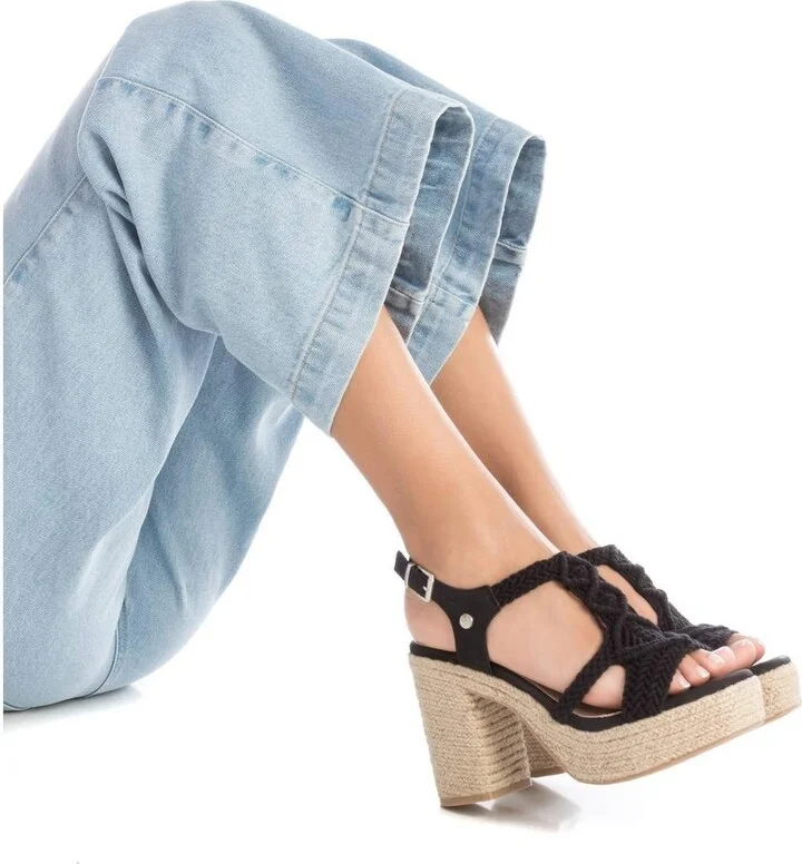 Women's Heeled Jute Platform Sandals By Xti - Image 7