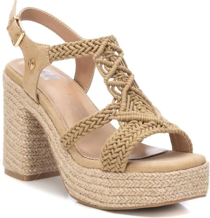 Women's Heeled Jute Platform Sandals By Xti - Image 10