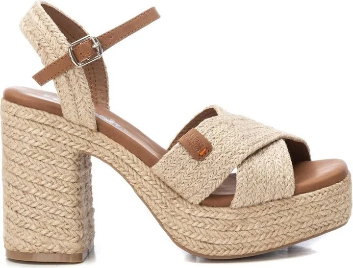 Women's Heeled Jute Platform Sandals By Xti