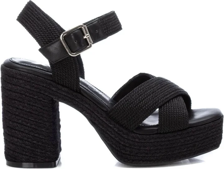 Women's Heeled Jute Platform Sandals By XTI