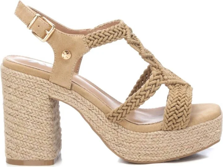 Women's Heeled Jute Sandals In Beige