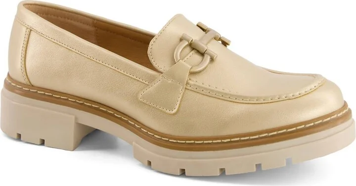 Women's Heeled Loafers In Light Gold