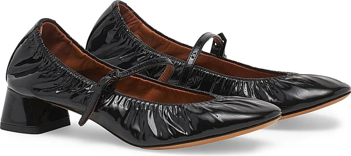 Women's Heeled Mary Janes in Glossy Leather - Black - Size 4 - Image 2