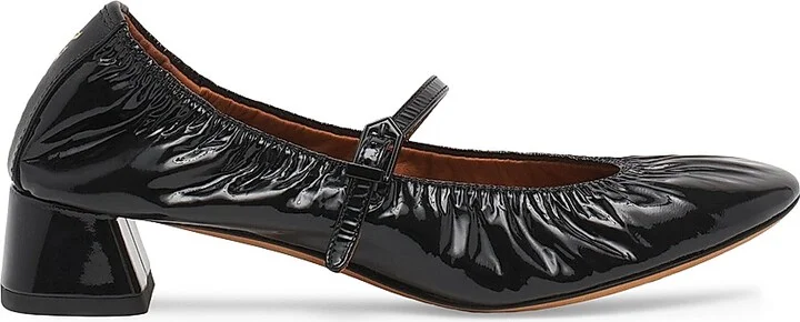 Women's Heeled Mary Janes in Glossy Leather - Black - Size 4