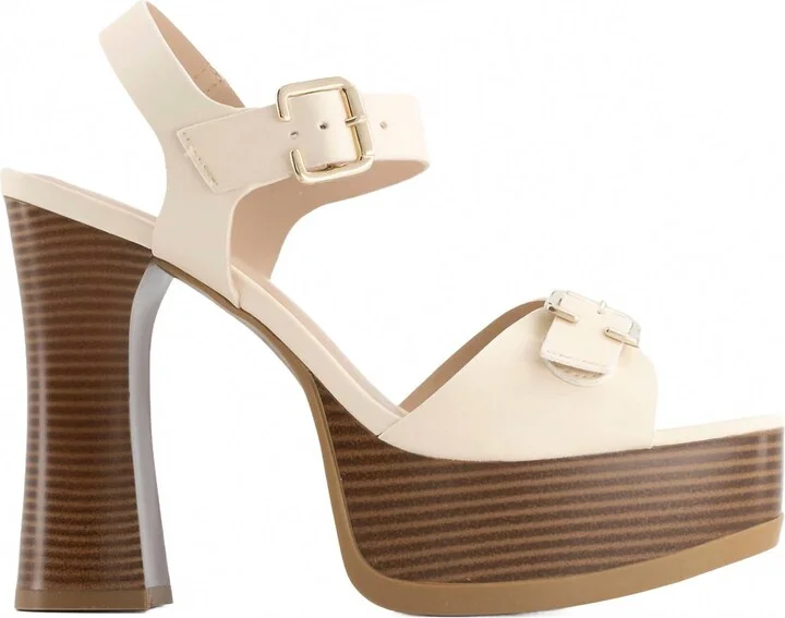 Women's Heeled Platform Ankle Strap Sandals In Ivory