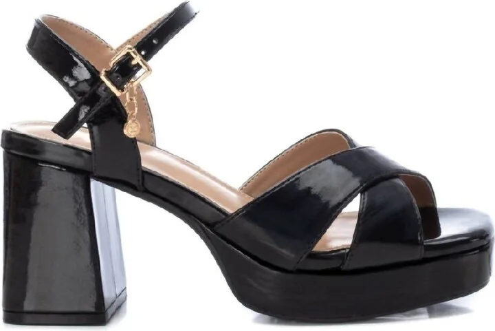 Women's Heeled Platform Sandals In Black