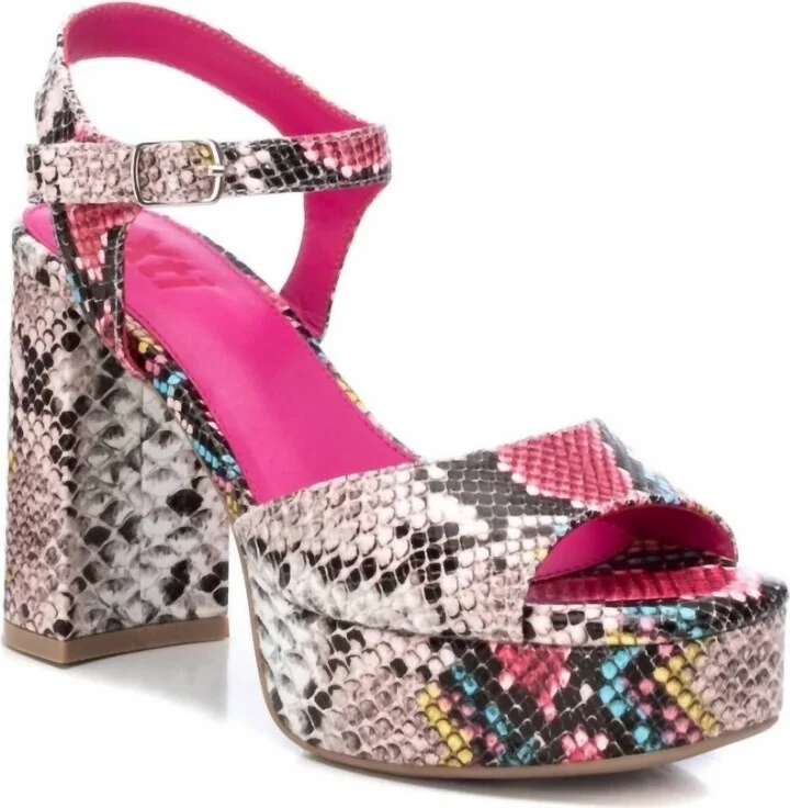 Women's Heeled Platform Sandals In Multicolor