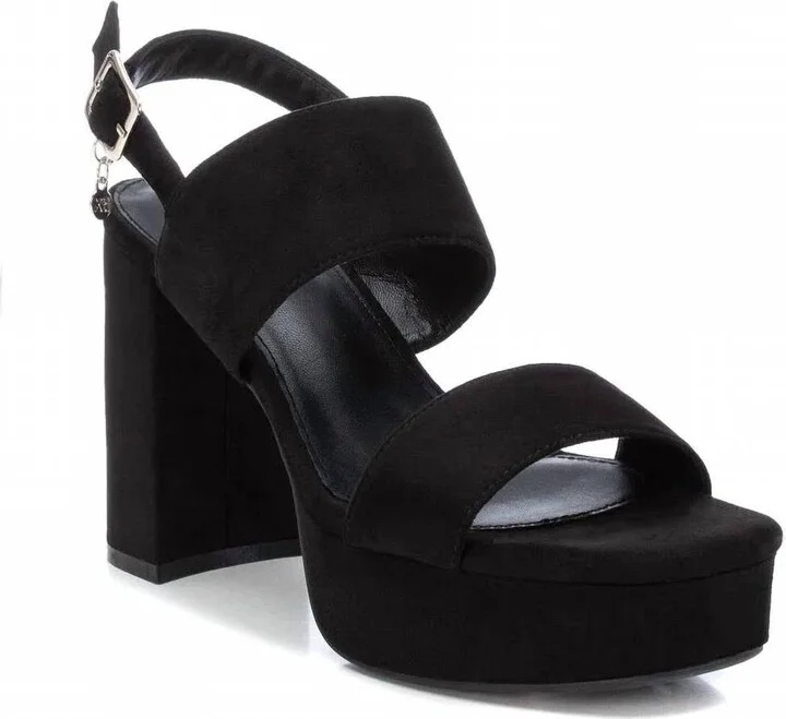 Women's Heeled Suede Sandals In Black