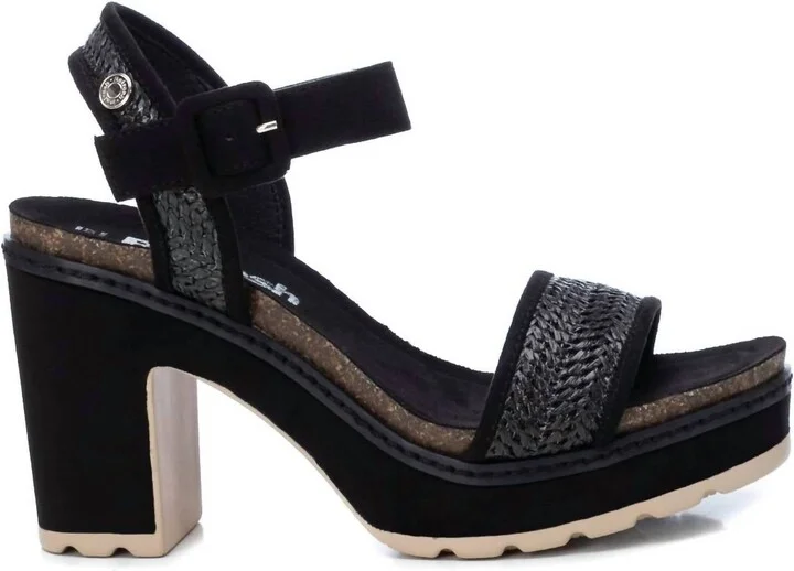 Women's Heeled Suede Sandals In Black