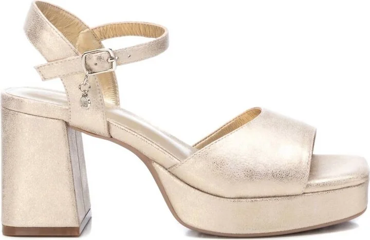 Women's Heeled Suede Sandals In Gold