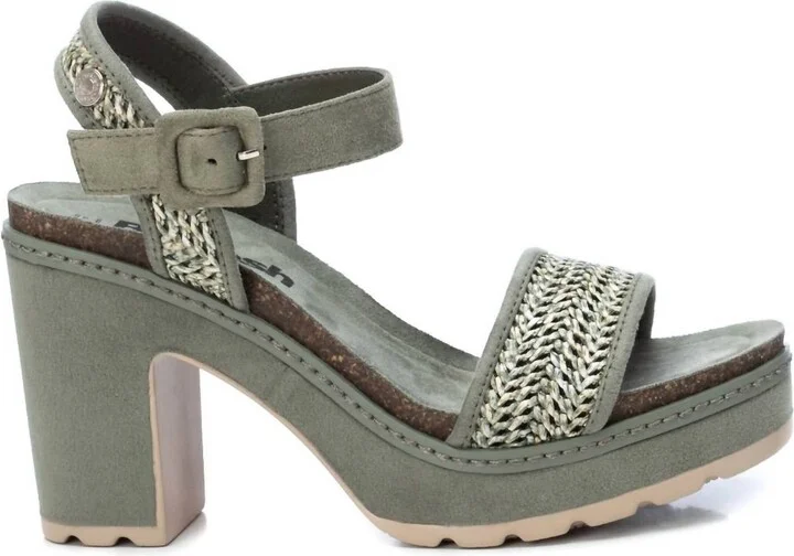 Women's Heeled Suede Sandals In Green