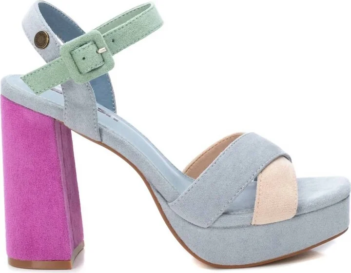 Women's Heeled Suede Sandals In Multicolor