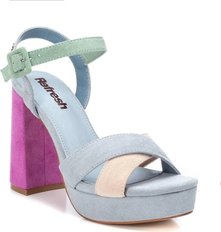 Women's Heeled Suede Sandals With Platform Bl By Xti, Multicolor