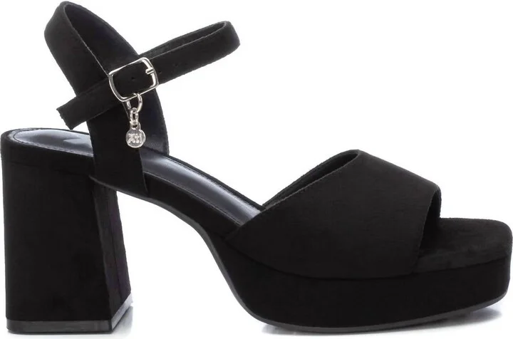 Women's Heeled Suede Sandals With Platform In Black