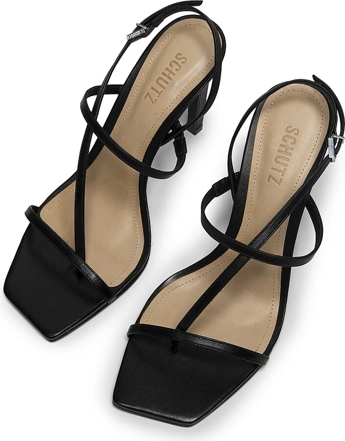 Women's Heloise 100MM Leather Stiletto Sandals - Black - Size 5 - Image 4