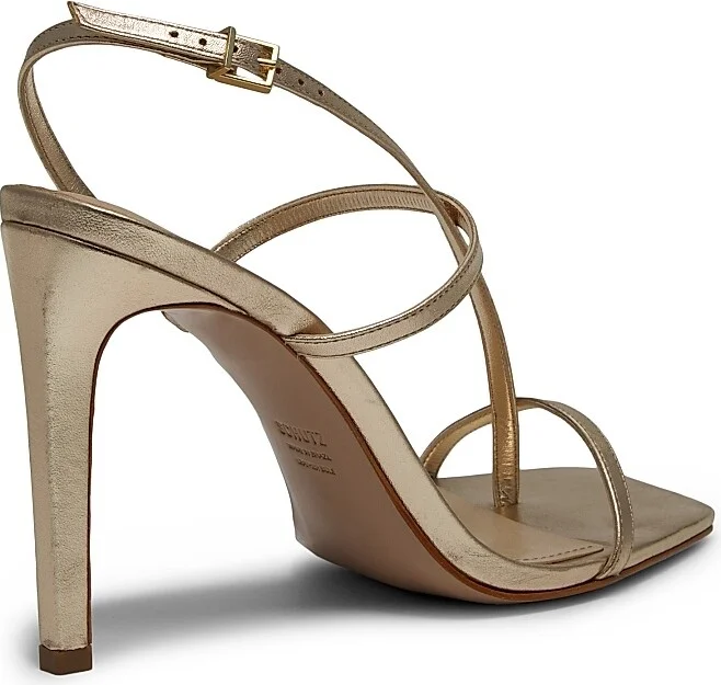 Women's Heloise 100MM Metallic Leather Sandals - Platina - Size 5 - Image 3